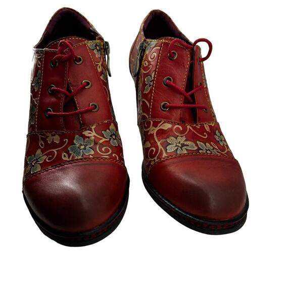 L'Artiste Heeled Lace Up Red Shoe Octavius Womens Size 41 - Picture 2 of 10